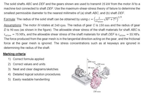 Solved The Solid Shafts Abc And Def And The Gears Shown Are Chegg