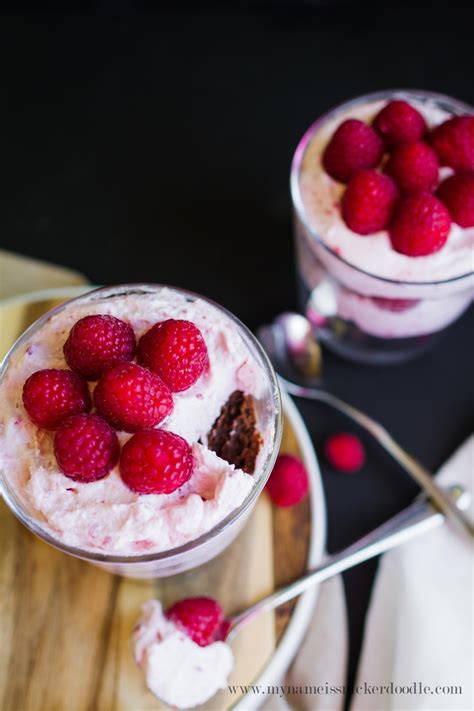 Raspberry Cream And Brownie Trifles For Two