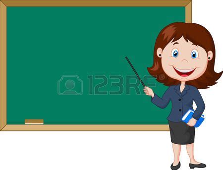 Cartoon Female Teacher Standing Next To A Blackboard Substitute Binder