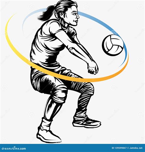 Female Volleyball Player Stock Vector Illustration Of Drawing 139599847