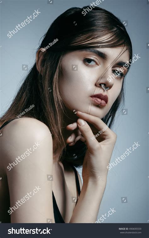 Beautiful Brunette Girl Straight Hair Model Stock Photo Shutterstock