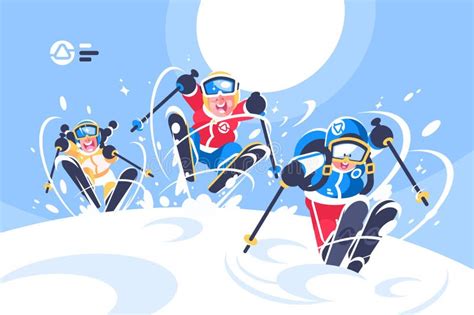 Karikatur Skifahren Stock Illustrationen Vektoren Kliparts