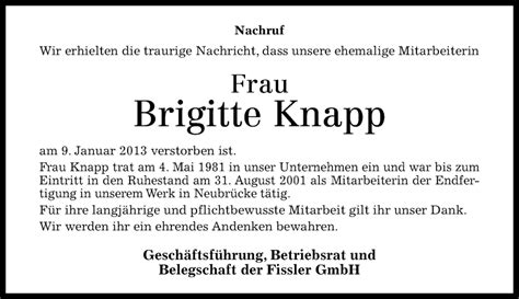 Traueranzeigen Von Brigitte Knapp Rz Trauer De