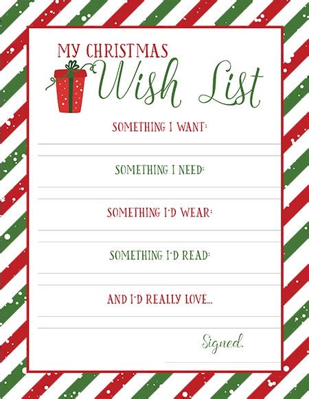 Printable Christmas List Templates Live Craft Eat