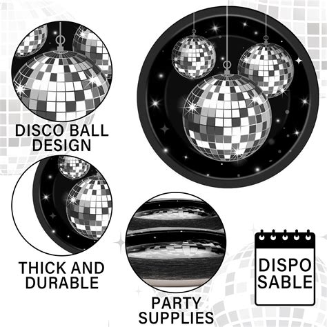 Snapklik.com : 70s Disco Party Supplies Silver Disco Ball Plates