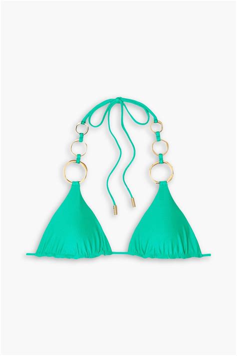 Cult Gaia Zoey Embellished Traingle Halterneck Bikini Top The Outnet