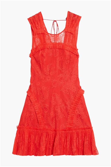 Alexis Open Back Pleated Chantilly Lace Mini Dress Shopstyle