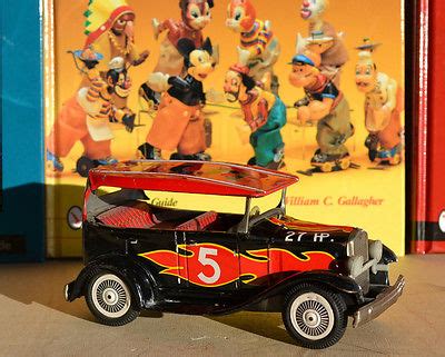 Antique Tin Toy BANDAI Japan T FORD HOT ROD Rally Race Car Yonezawa Alps Asahi Antique
