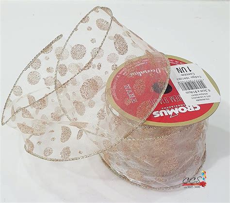 Fita De Natal Aramada Voal Nude Glitter X Cm Fitas Natalinas Ref Cromus