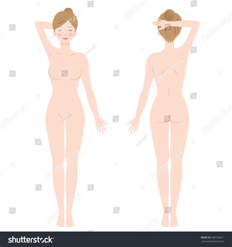 Front Back View Standing Female Nude Stock Vector Royalty Free Shutterstock
