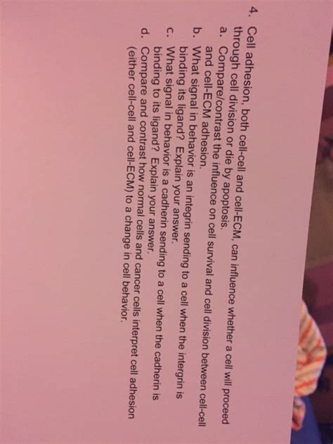 Solved Cell adhesion, both cell-cell and cell-ECM, can | Chegg.com