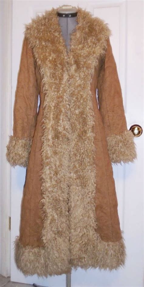 TRACY REESE PLENTY Coat Boho Hippie Faux Fur Embroidered Suede Size 2