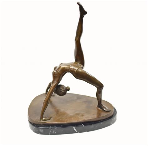 Art Deco Bronze Statue By Zach Semi Nude Acrobat Dancer