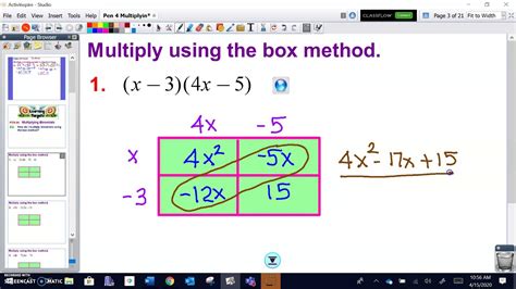 Multiplying Binomials Box Method Video 1 Youtube