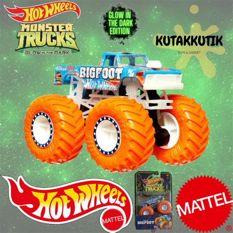 Jual Hot Wheels Monster Trucks Bigfoot Big Foot 4x4x4 Off Road Biru Glow In The Dark Edition