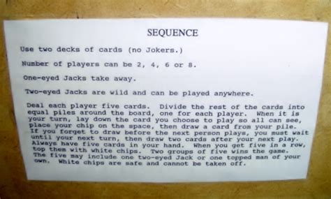 Sequence Game Rules Printable Kizawestern