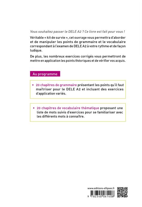 Espagnol DELE A2 Kit De Survie Grammaire Vocabulaire Exercices