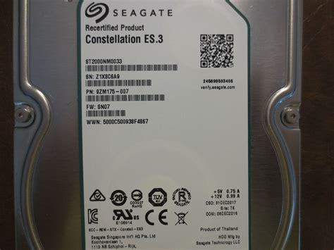 Seagate ST2000NM0033 9ZM175-007 TK 2.0TB 3.5" Sata HDD | eBay
