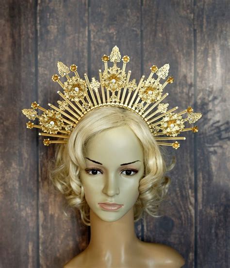 Gold Halo Crown Rhinestone Gold Halo Crown Crystal Halo Headpiece