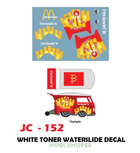 JC 9152 White Toner Waterslide Decals MC DONALDS For Custom 1 64 Hot Wheels EBay