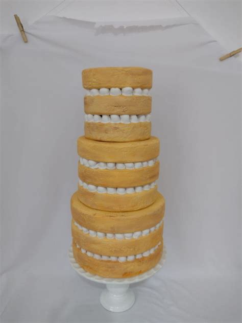 Bolo Fake Naked Cake Rústico Orquídeas Elo7