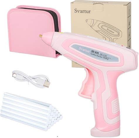 Amazon Svartur Cordless Hot Glue Gun Kit With Case Pink Glue Gun And Sticks Set Usb C