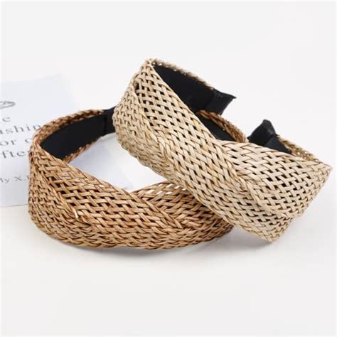 Tobeffect Straw Headbands For Women 2 Packs Woven Twist