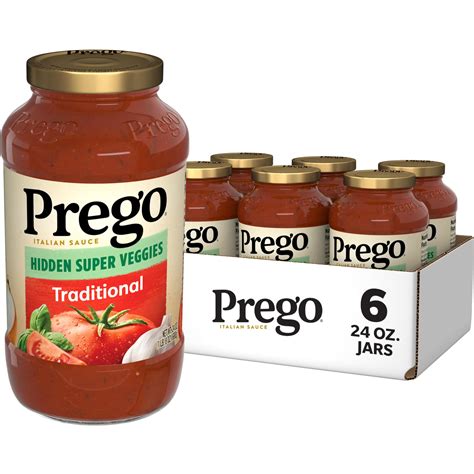 Prego Hidden Super Veggies Traditional Pasta Sauce, 24 Oz Jar (Case of