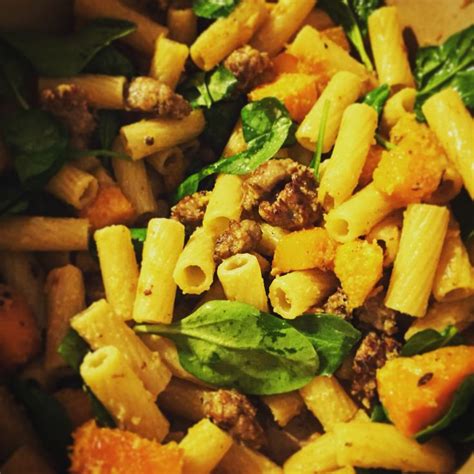 Butternut Squash And Sausage Rigatoni With Sage Butter Sauce Savoury Food Sage Butter Sauce