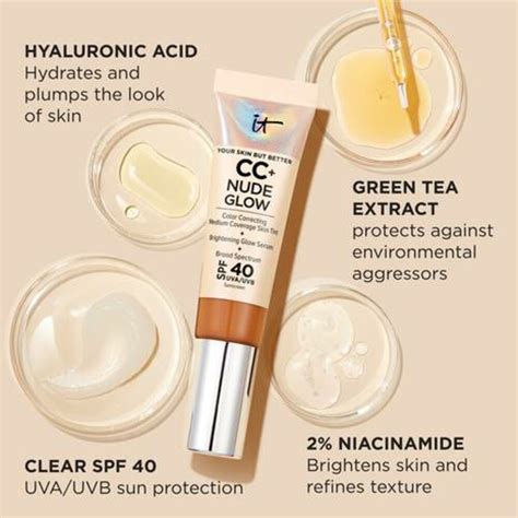 It Cosmetics Cc Nude Glow Lightweight Foundation Glow Serum Spf Neutral Tan Ml Plein Nl