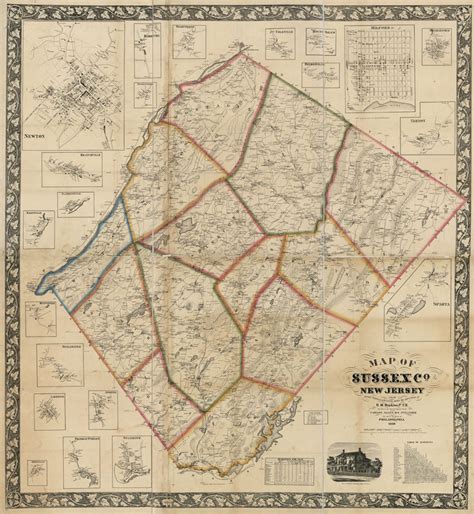 1860 Map of Sussex County New Jersey From Actual Surveys and - Etsy