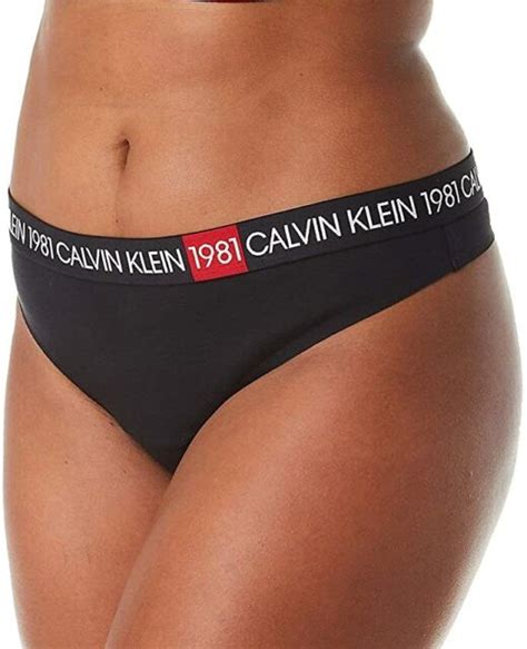 Calvin Klein Womens 3x Underwear Black Thong 1981 Bold Statement Logo For Sale Online Ebay