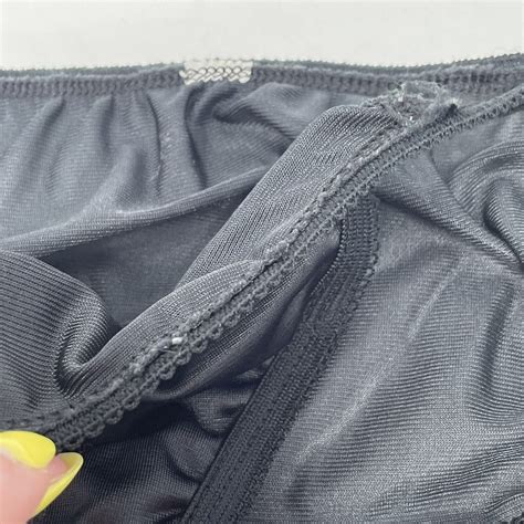VTG Sheer Nylon String Bikini Panties Black Solid Sz Gem