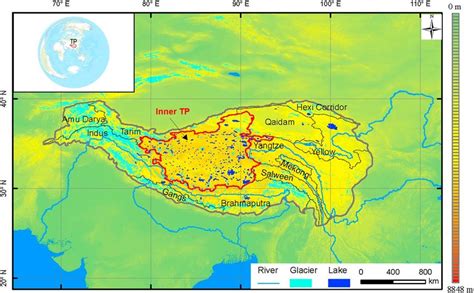 Distribution of lakes, glaciers, and rivers in the Tibetan Plateau ...