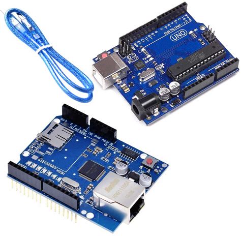 W5100 Ethernet Shield CH340G UNO R3 ATmega 328P Placa De Cable Usb