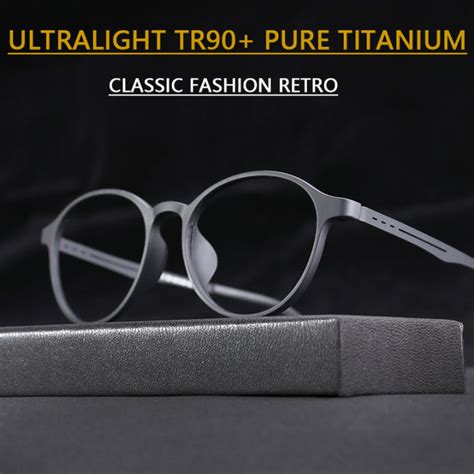 YunqiangYi New Ultralight Titanium Alloy TR90 Myopia Glasses Retro