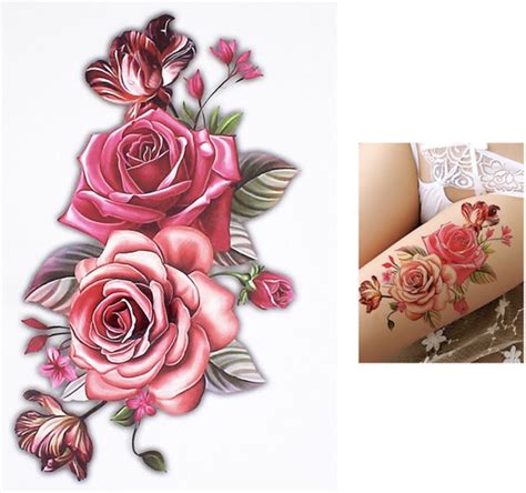 Tempor Res Tattoo Rosen Blumen Strau Wasserfest K Rperkunst Einmal