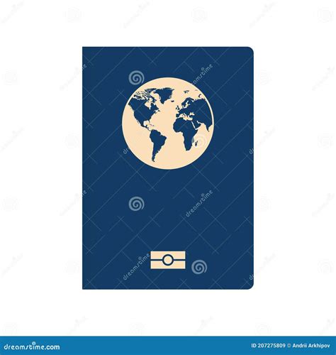 Vector Biometric Blue Passport Cover Template Isolated On White