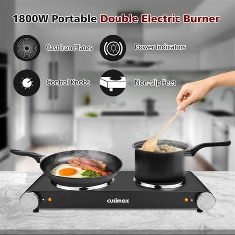Cusimax Cmhp B W Double Cast Iron Hot Plate Burner Electric Cooktop