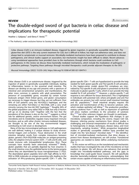 (PDF) The double-edged sword of gut bacteria in celiac disease and ...