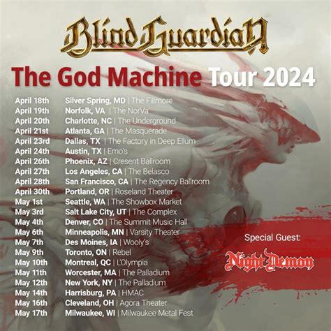 Event Blind Guardian - 20/04/2024 - Charlotte - The Underground ...