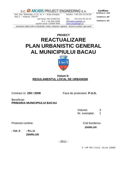 Pdf Proiect Reactualizare Plan Urbanistic Arhiva Municipiulbacau Ro