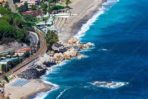 Beach view from Taormina. Taormina has been main tourist destination in ...