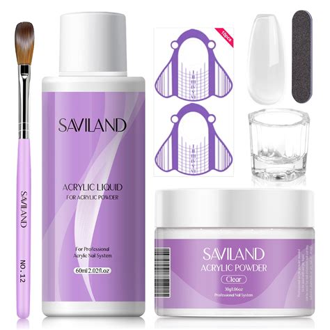 Saviland Acrylic Nail Kit Clear Acrylic Powder And Acrylic Liquid Set