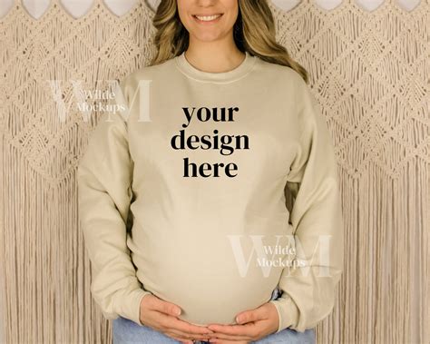 Gildan Mockup Gildan Sand Sweatshirt Mockup Pregnancy Mockup