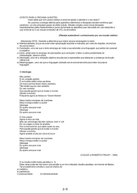 Exercícios Sobre Intertextualidade 7 Ano Com Gabarito