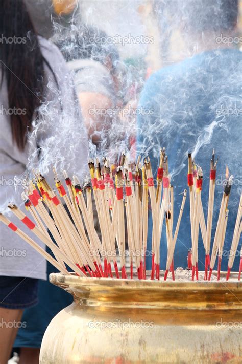 Incense Sticks Burning At Temple — Stock Photo © Luknaja 50915387