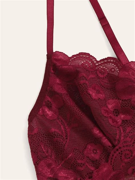 Plus Floral Lace Wrap Lingerie Set SHEIN USA