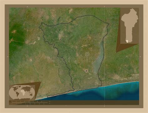 Mono Benin Low Res Satellite Major Cities Stock Image Image Of