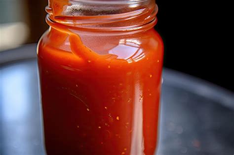 Premium Ai Image Closeup Of A Jar Of Hot Sauce With The Spicy Red Liquid Visible